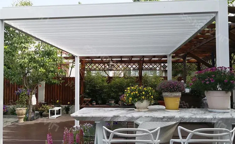 Metal Awning Remote Controlled Gazebo Louvre Roof Patio Cover Aluminium Modern Pergola for Sunshade