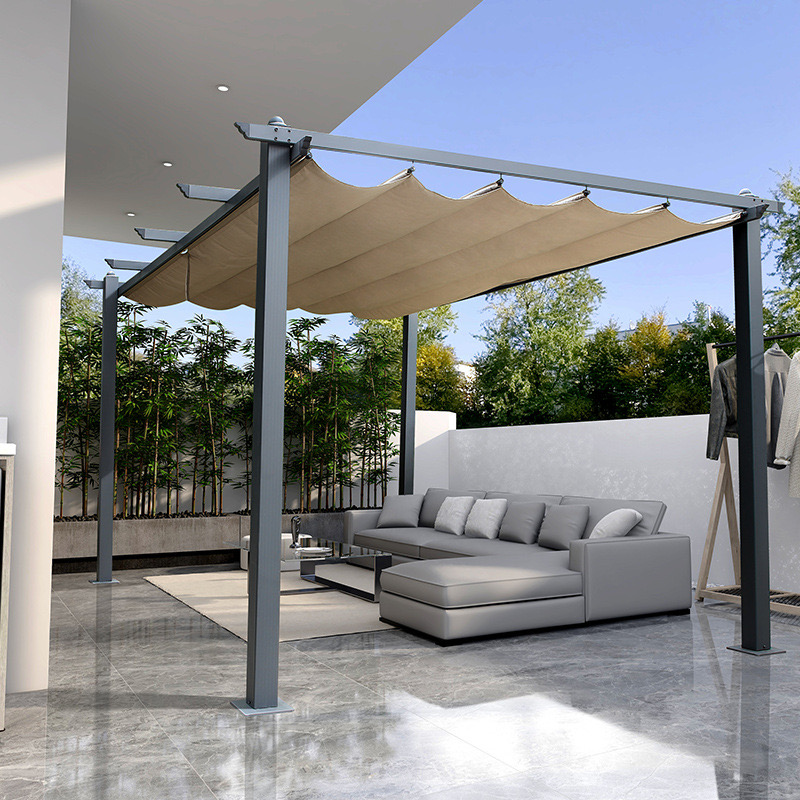 Outdoor Retractable Aluminum Pergola Shade Canopy for Backyard
