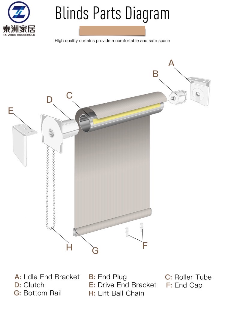 Light Filtering Manual Roller Shade For Indoor